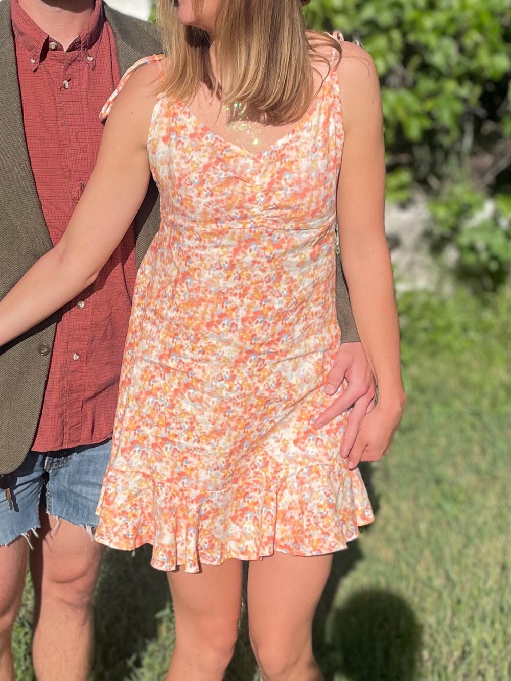cloth & stone Orange Floral Mini Dress